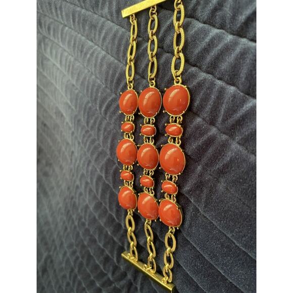 Banana Republic 3 chain wide bracelet perfect condition Orange with gold chain - Picture 10 of 16